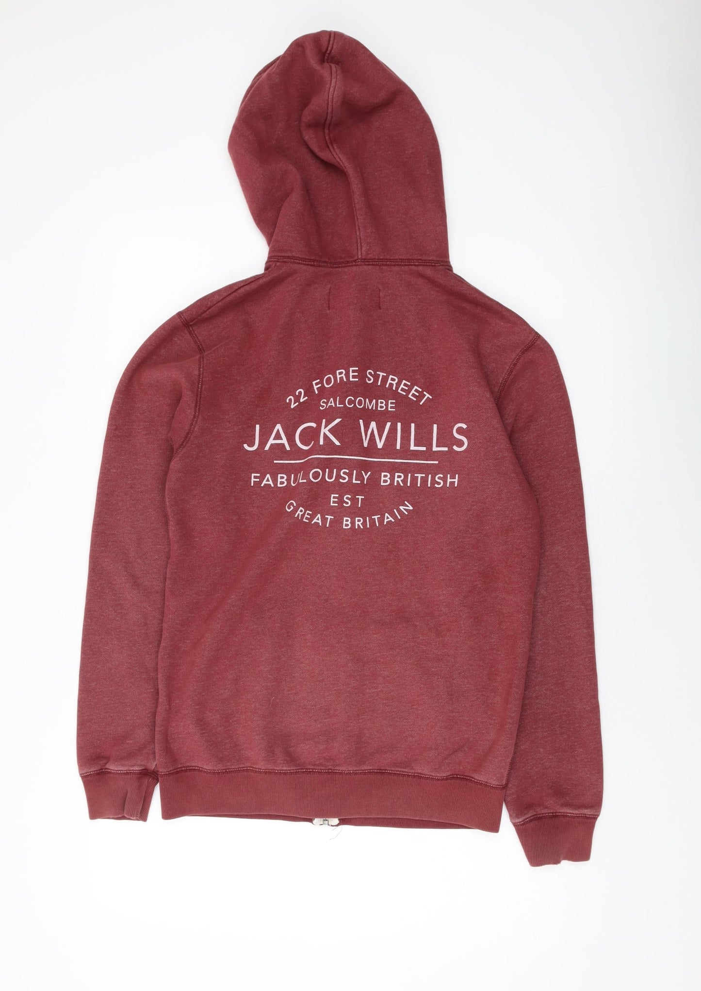 Jack Wills Mens Red Cotton Full Zip Hoodie Size XS