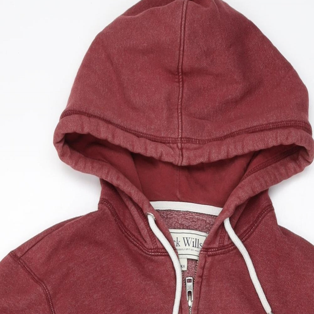 Jack Wills Mens Red Cotton Full Zip Hoodie Size XS