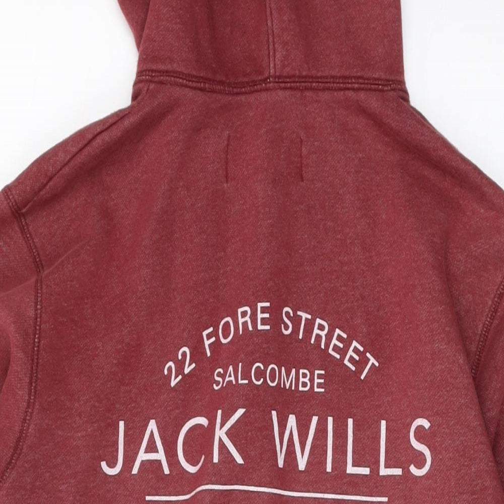 Jack Wills Mens Red Cotton Full Zip Hoodie Size XS