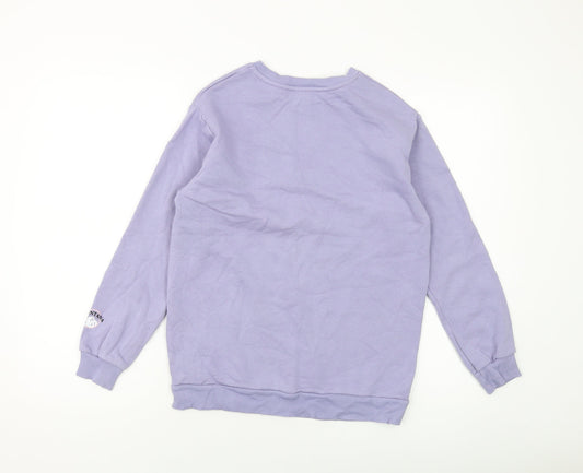 New Look Girls Purple Cotton Pullover Sweatshirt Size 10-11 Years Pullover