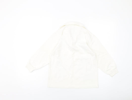 BHS Boys Ivory Cotton Pullover Sweatshirt Size 7-8 Years Button