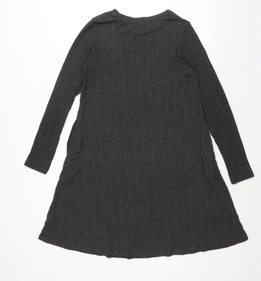 Marks and Spencer Womens Grey Polyester Shift Size 12 Round Neck Pullover