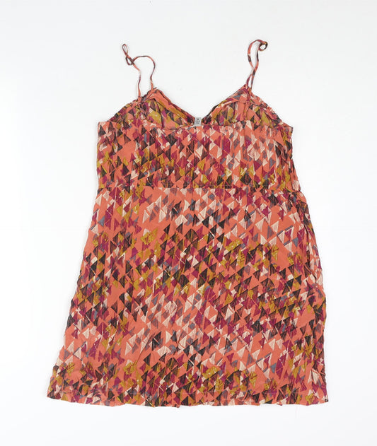 Ecote Womens Multicoloured Geometric Silk Mini Size M Sweetheart Button