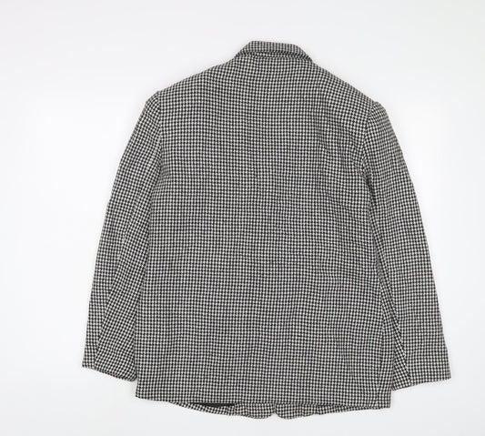 Nasty Gal Womens Black Herringbone Jacket Blazer Size 8 Button