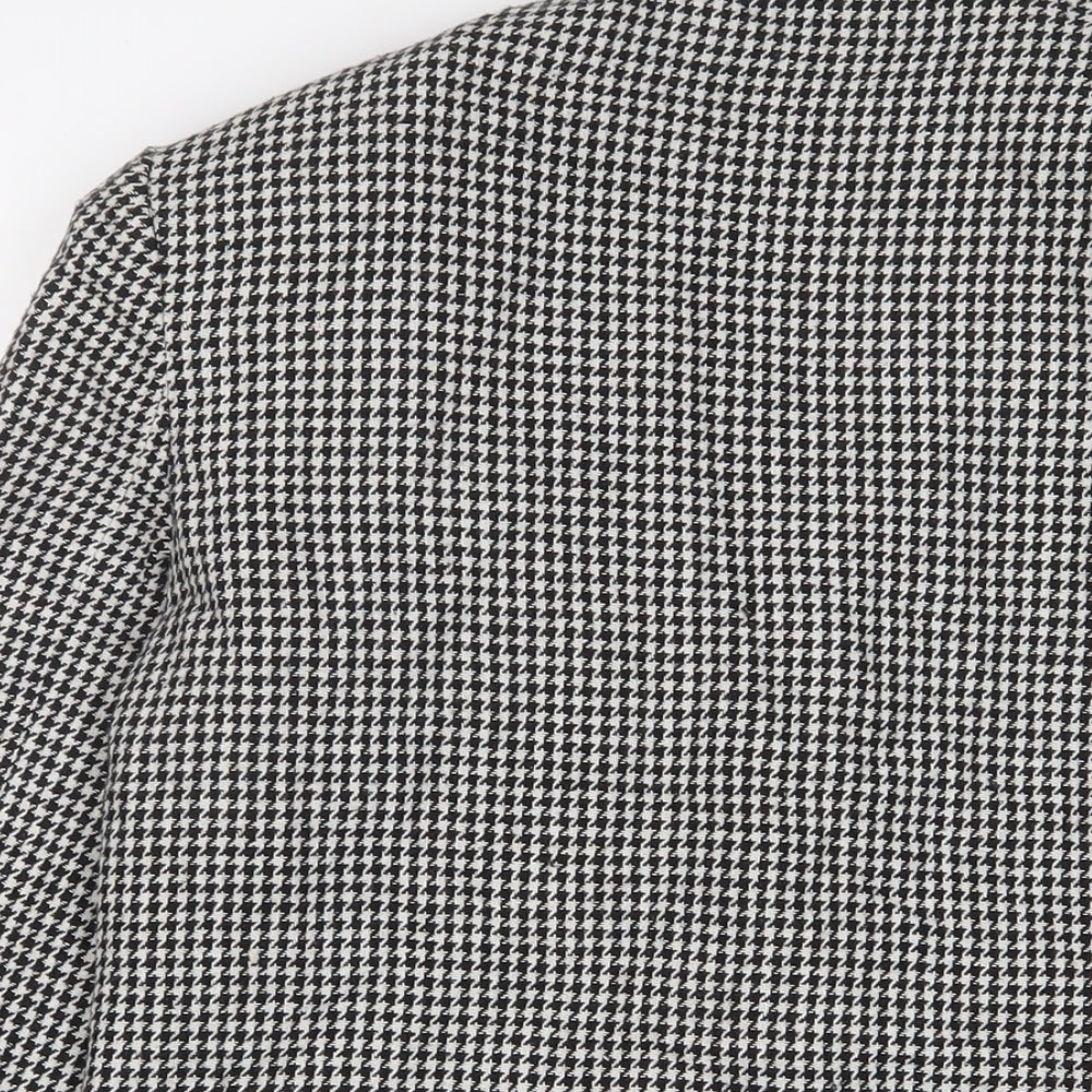 Nasty Gal Womens Black Herringbone Jacket Blazer Size 8 Button