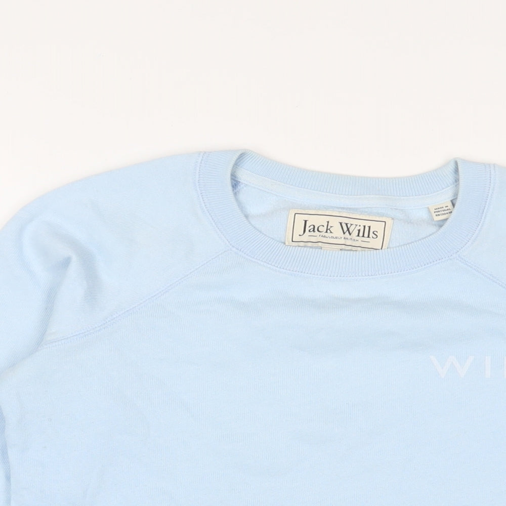 Jack Wills Womens Blue Cotton Pullover Sweatshirt Size 8 Pullover
