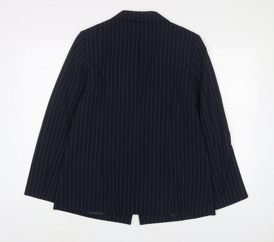 Oasis Womens Blue Striped Jacket Blazer Size 12 Button