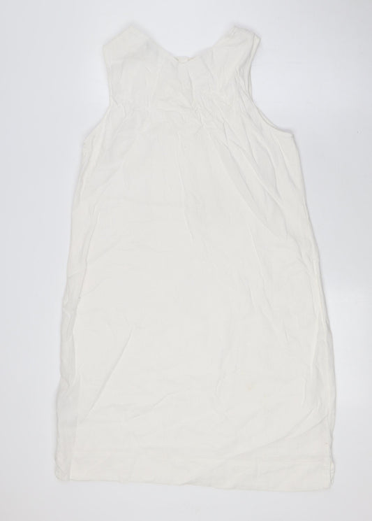 Marks and Spencer Womens Ivory Linen A-Line Size 12 Round Neck