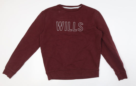 Jack Wills Mens Red Cotton Pullover Sweatshirt Size M