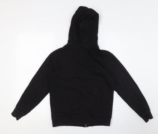 H&M Boys Black Cotton Full Zip Hoodie Size 10 Years Zip - Ages 10-12