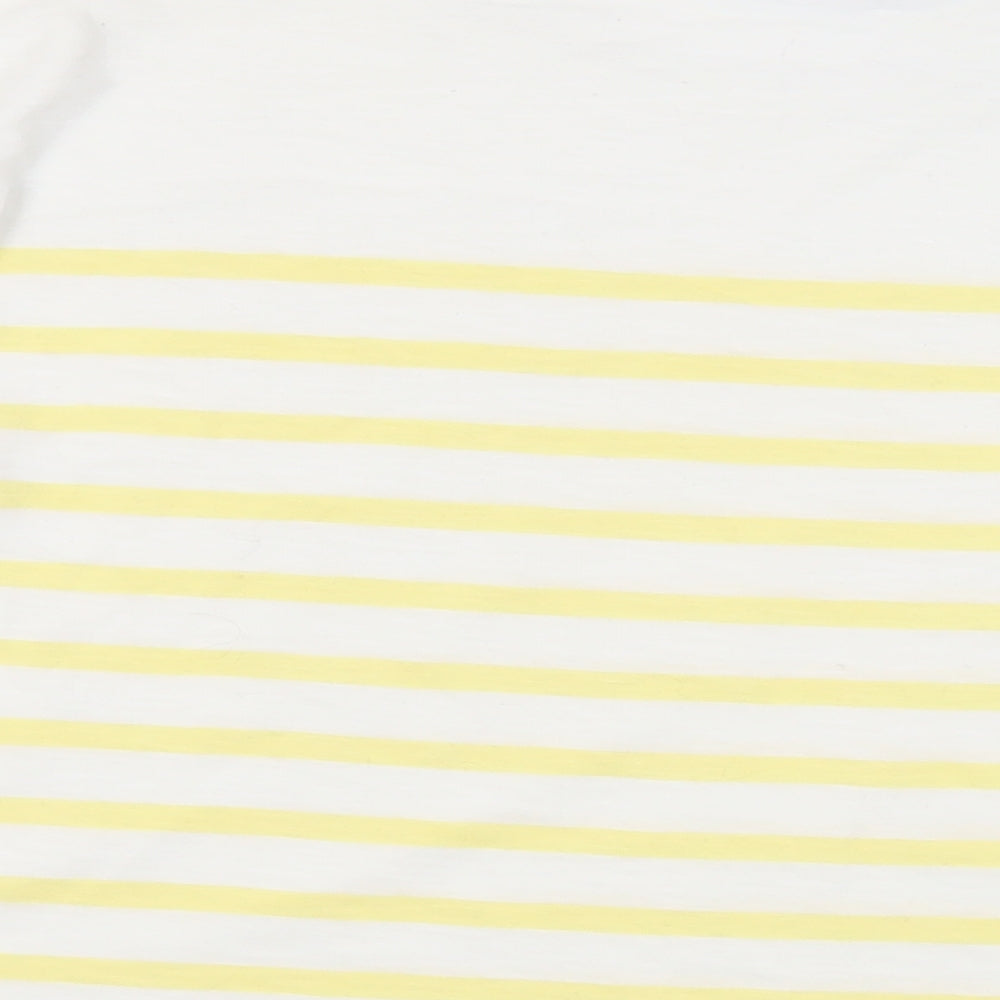 Oliver Bonas Womens White Striped Cotton Basic T-Shirt Size 14 Round Neck