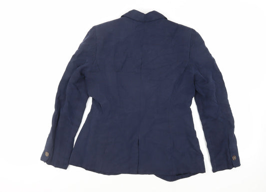 H&M Womens Blue Jacket Blazer Size 10 Button