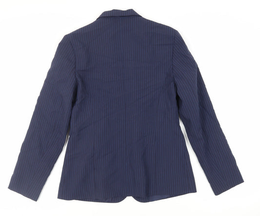 Etam Womens Blue Striped Jacket Blazer Size 12 Button