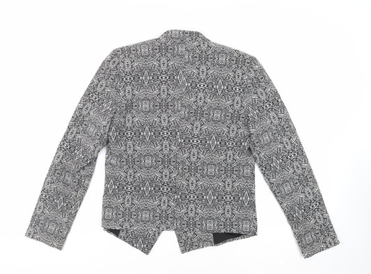 New Look Womens Blue Geometric Jacket Blazer Size 12 - Open