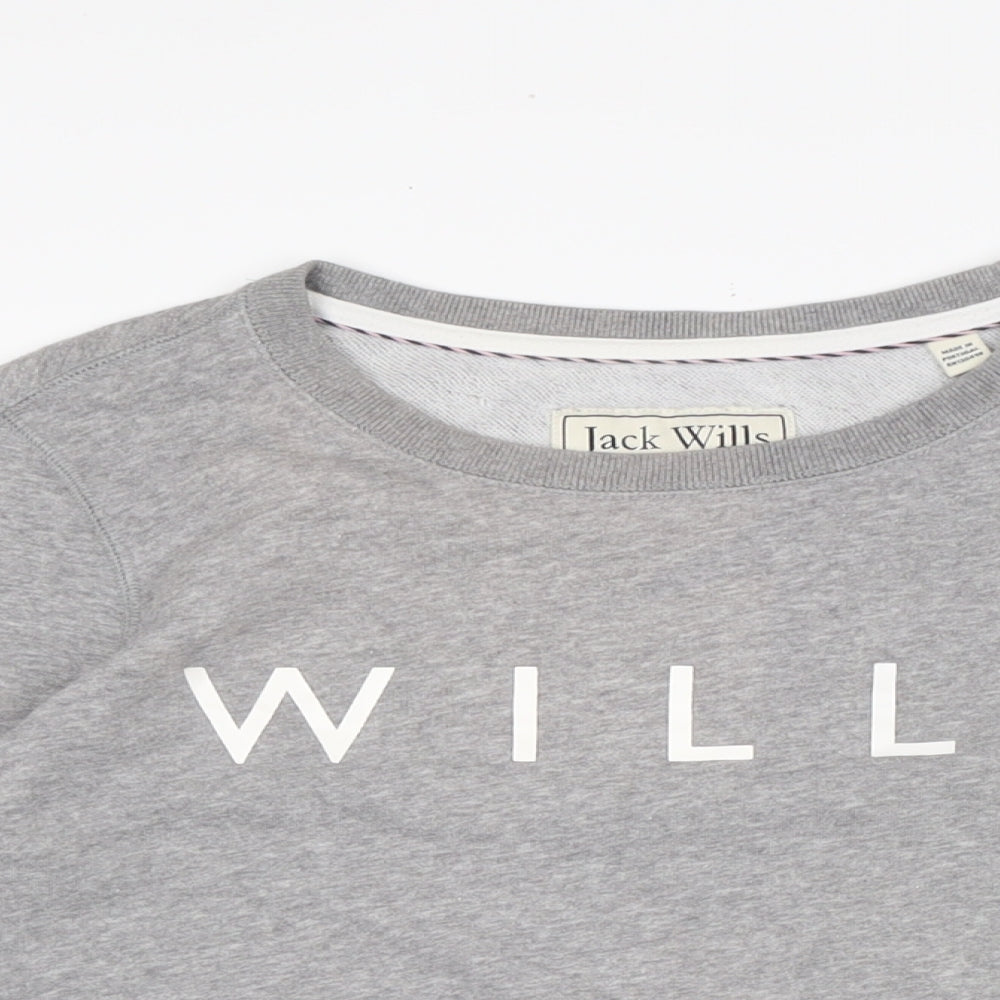 Jack Wills Womens Grey Cotton Pullover Sweatshirt Size 8