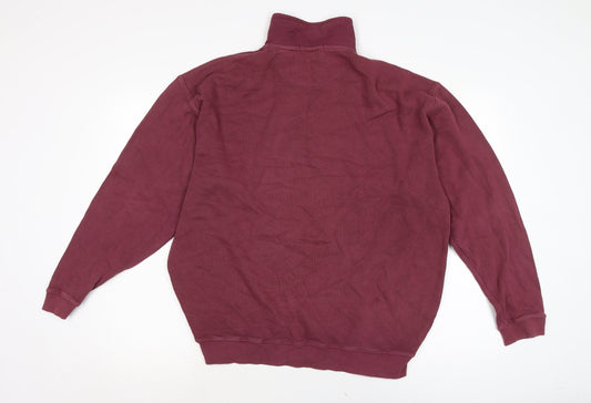 Kirkland Mens Purple Mock Neck Cotton Pullover Jumper Size M Long Sleeve
