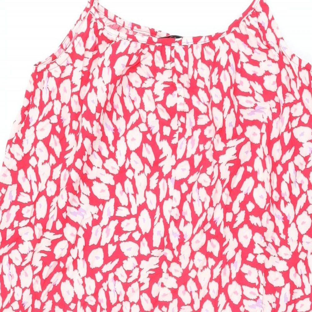 Marks and Spencer Womens Red Geometric Viscose Shift Size 6 Scoop Neck Pullover