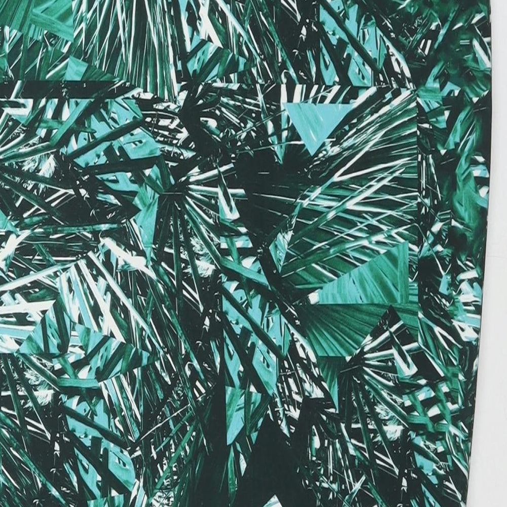 Marks and Spencer Womens Green Floral Polyester A-Line Skirt Size 12