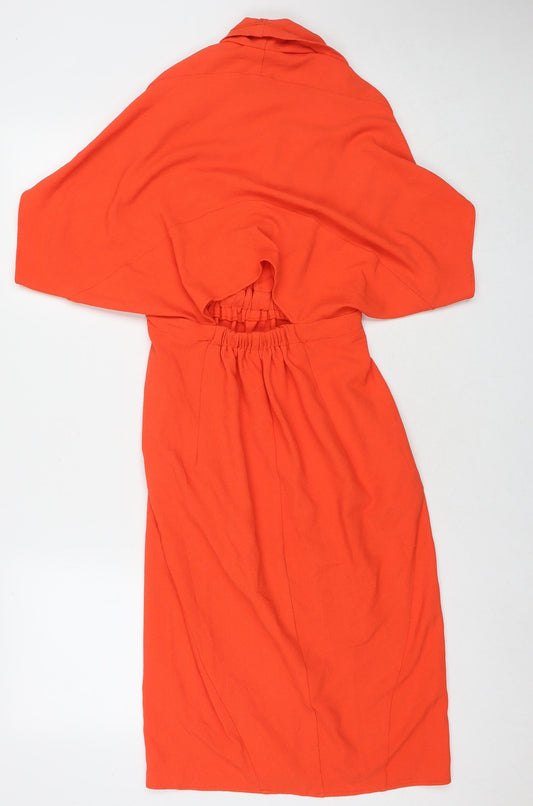 ASOS Womens Orange Polyester A-Line Size 8 V-Neck Pullover