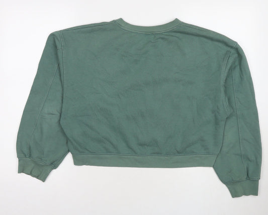 Zara Womens Green Cotton Pullover Sweatshirt Size M Pullover