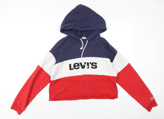 Levi's Womens Red Striped Cotton Pullover Hoodie Size S Pullover