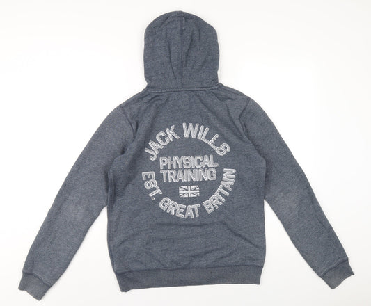 Jack Wills Womens Blue Cotton Pullover Hoodie Size 12 Pullover