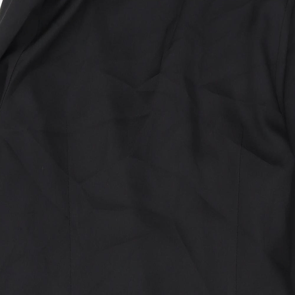 Brand and care label for In the Style women’s black jacket, size UK 14, button