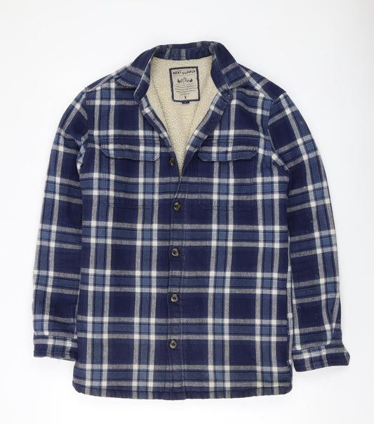 Next Mens Black Plaid Jacket Size S Button