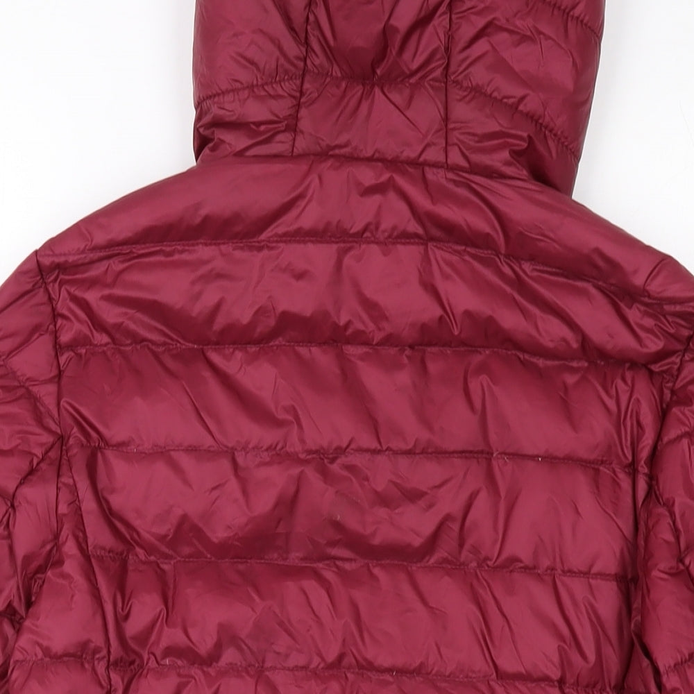 Brand and care label for Lee Cooper women’s red puffer jacket jacket, size UK 8, zip