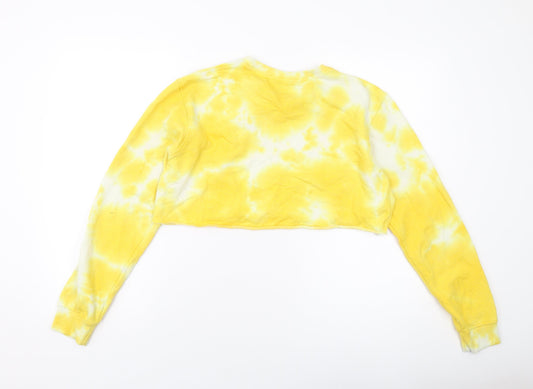 PRETTYLITTLETHING Womens Yellow Cotton Pullover Sweatshirt Size 4 Pullover