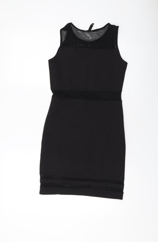 H&M Womens Black Polyester Mini Size 10 Round Neck Pullover