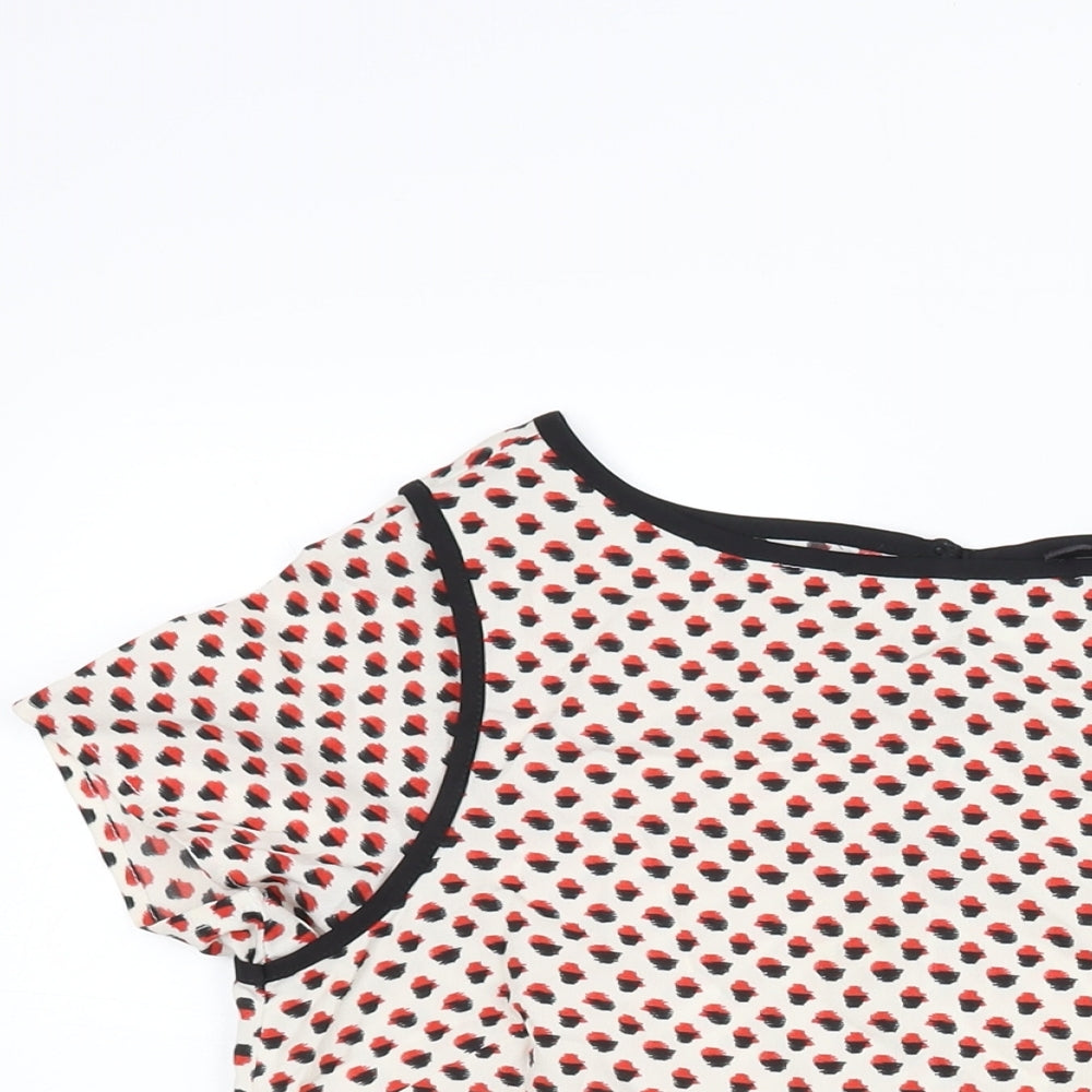 Therapy Womens Multicoloured Geometric Polyester Basic Blouse Size 8 Boat Neck