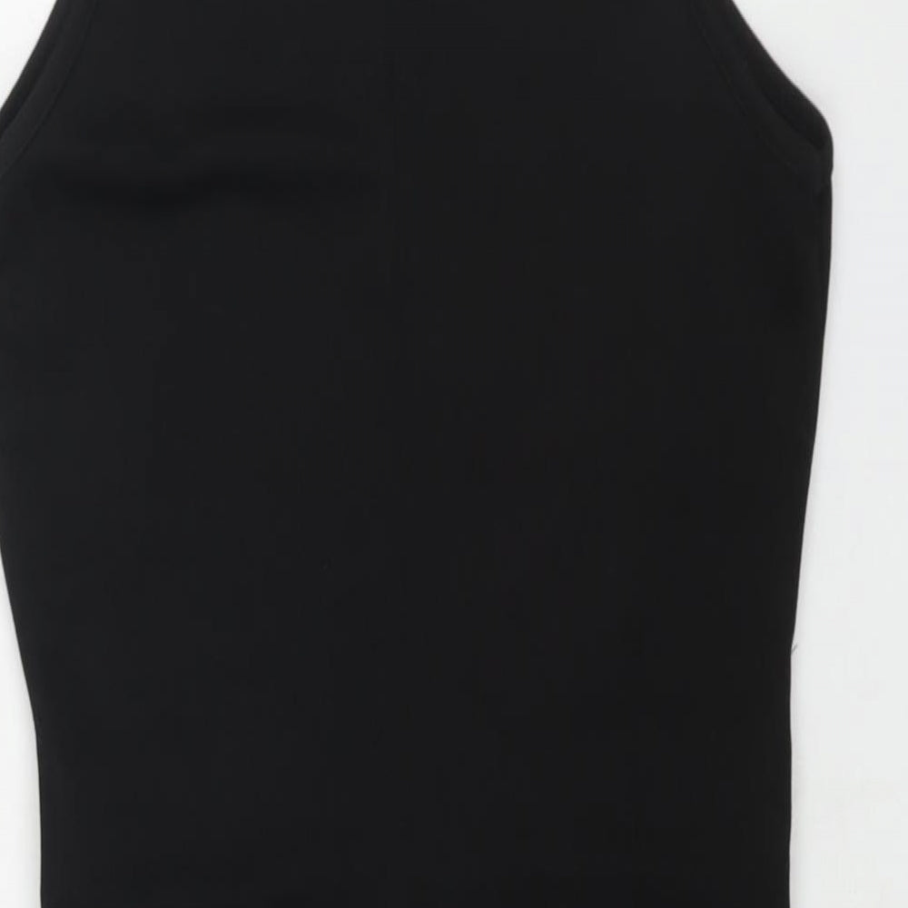 PRETTYLITTLETHING Womens Black Polyester Mini Size 12 Square Neck Pullover - Cut Out