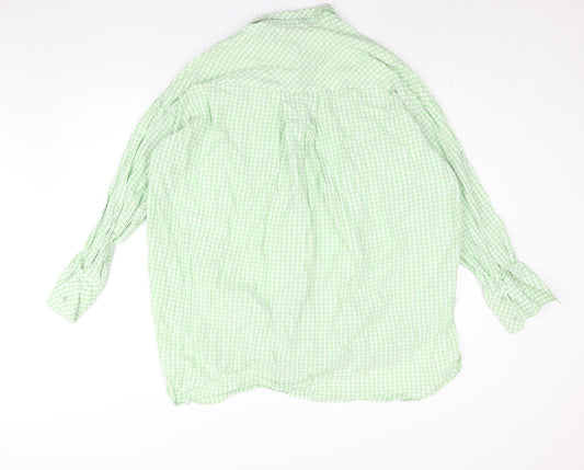 Womens UK Size L Stradivarius Green Cotton Button-Up