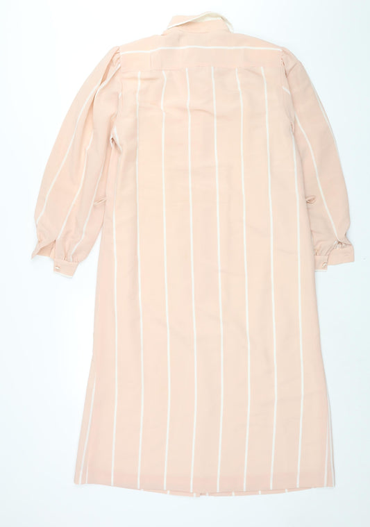 Jeunesse Womens Pink Striped Polyester Shift Size 12 Collared Button - Vintage
