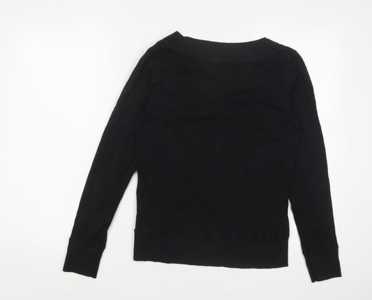 Topshop Womens Black Cotton Pullover Sweatshirt Size 14 Pullover