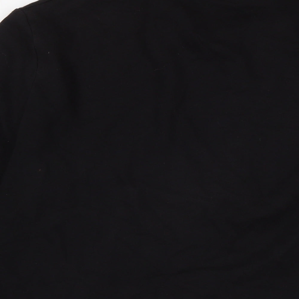 Brand and care label for ASOS men’s black cotton full zip sweatshirt, size M