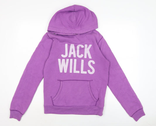 Jack Wills Womens Purple Cotton Pullover Hoodie Size 10