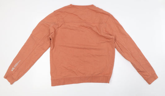 Duck and Cover Mens Orange Cotton Henley Sweatshirt Size M
