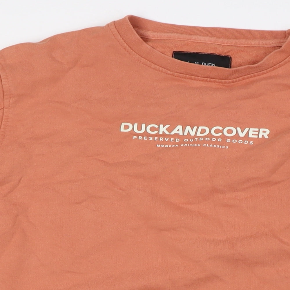 Duck and Cover Mens Orange Cotton Henley Sweatshirt Size M