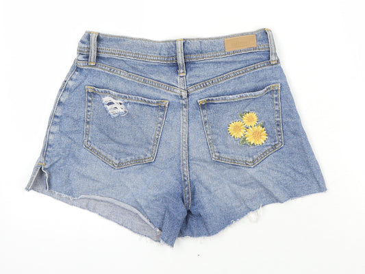 Hollister Womens Blue 100% Cotton Hot Pants Shorts Size 27 in Regular - Distressed Look