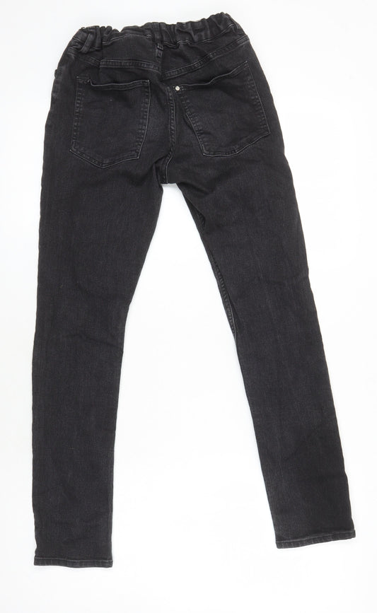 H&M Girls Black 100% Cotton Skinny Jeans Size 13-14 Years L26 in Regular - Elasticated Waist