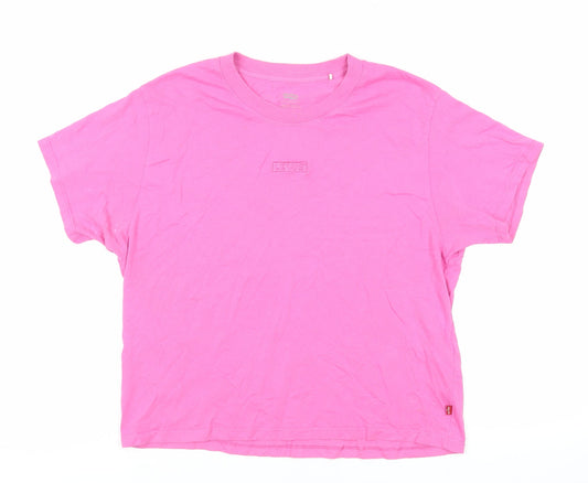 Levi's Womens Pink Cotton Basic T-Shirt Size S Crew Neck - Logo