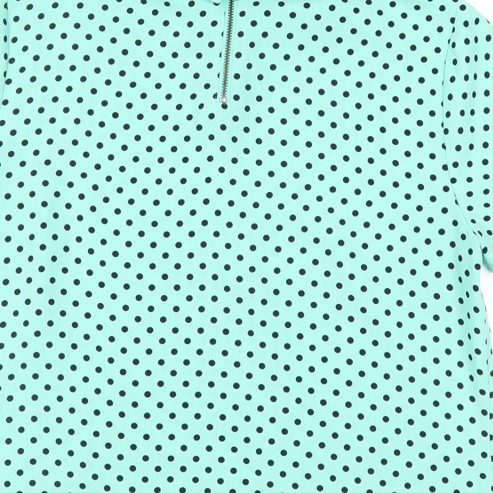 Marks and Spencer Womens Green Polka Dot Polyester Basic Blouse Size 10 Collared