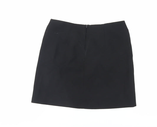 United Colors of Benetton Womens Black Polyester Mini Skirt Size 10 Zip