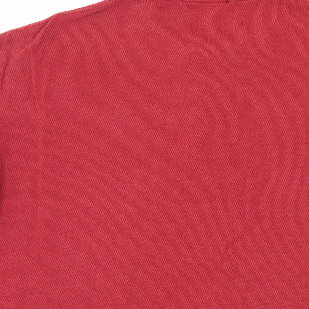 Marks and Spencer Mens Red Cotton Polo Size M Collared Button