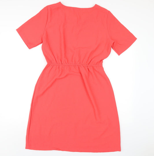 Collection Womens Pink Polyester A-Line Size 14 Round Neck Pullover