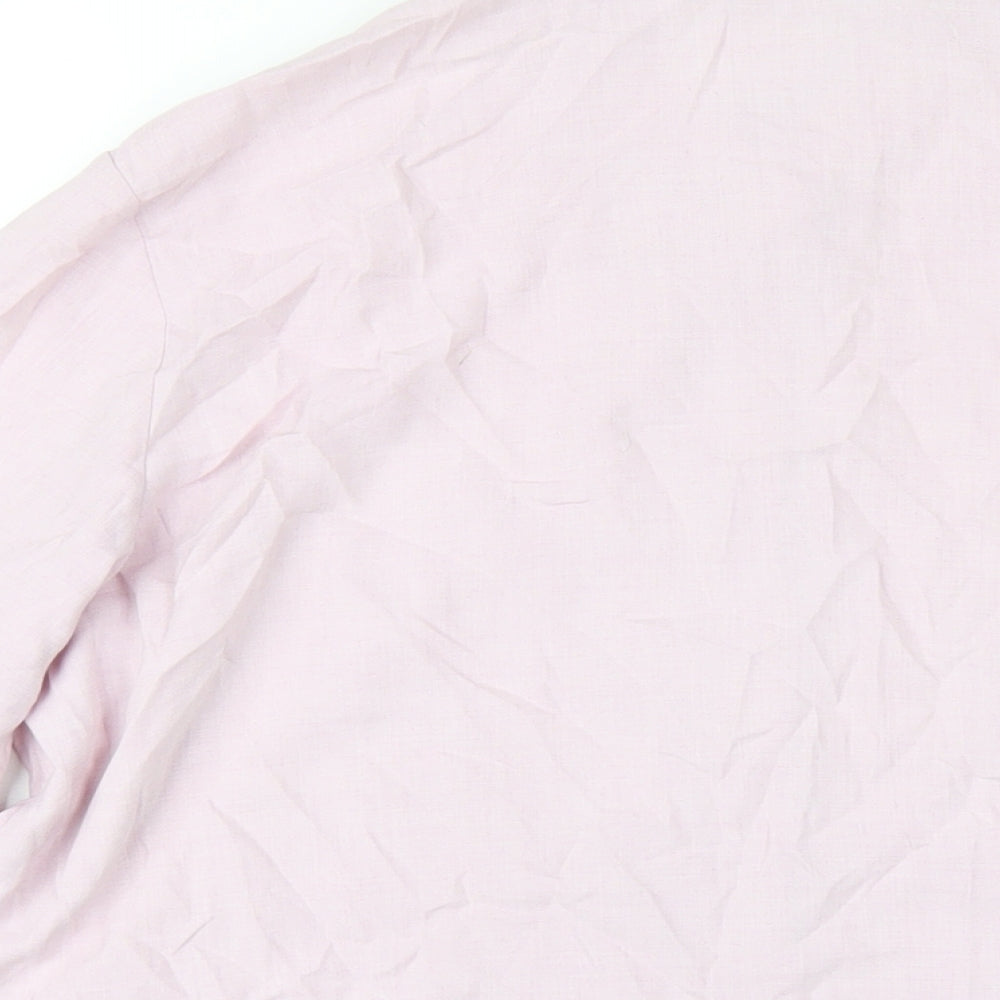 Marks and Spencer Womens Pink Viscose Basic Button-Up Size 16 Collared