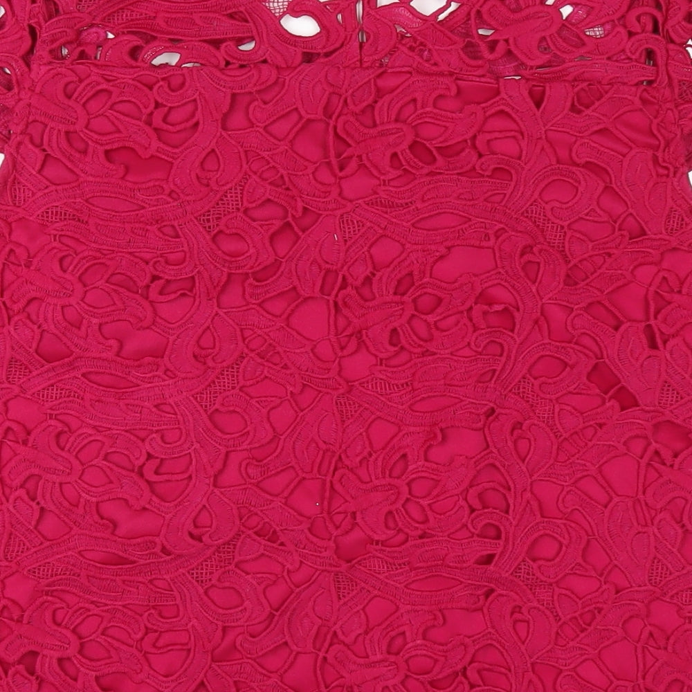 Dorothy Perkins Womens Pink Polyester Basic T-Shirt Size 14 Round Neck
