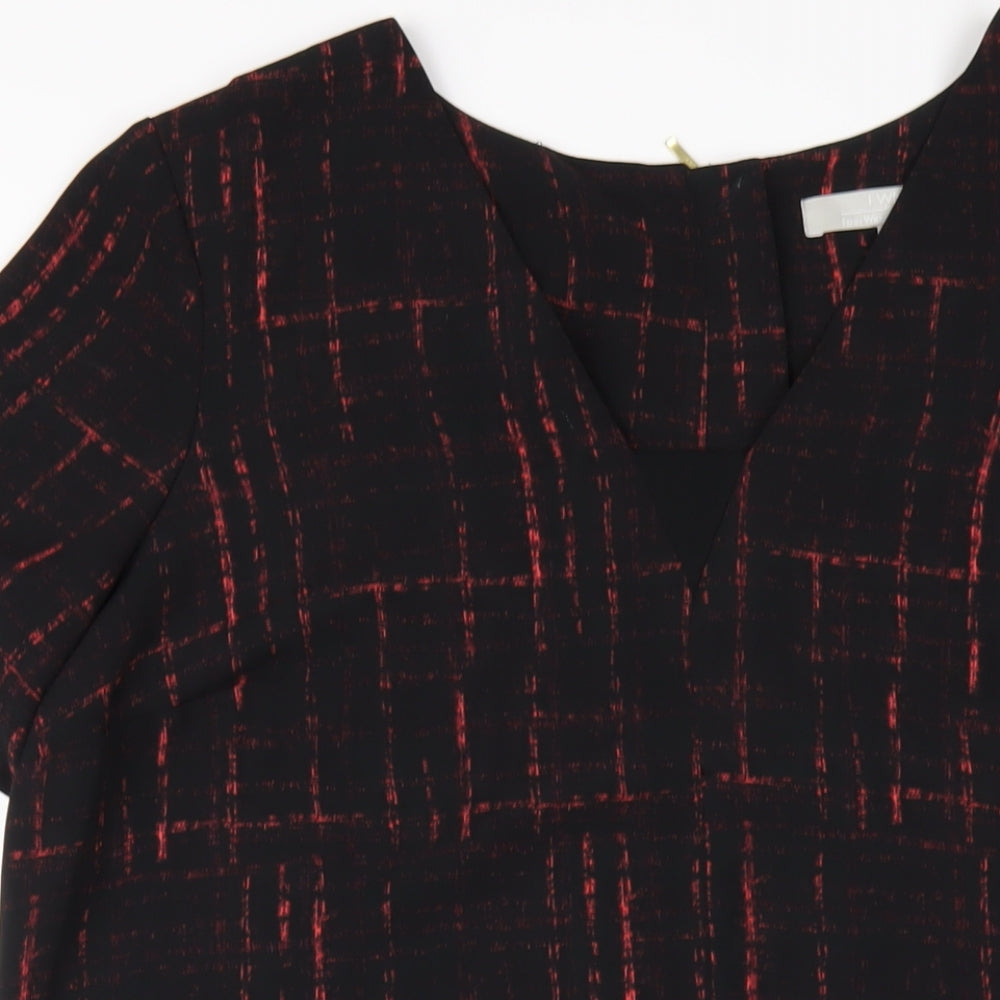 Fenn Wright Manson Womens Black Geometric Polyester A-Line Size 18 Round Neck Zip